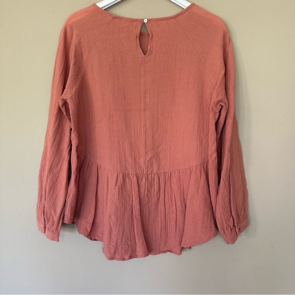 Cottagecore Embroidered Flower Top Tiered Peasant Boho Hippie Women M Dusty Rose - Picture 6 of 10